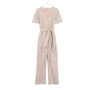 Madewell Pink and Cream Striped Jumpsuit